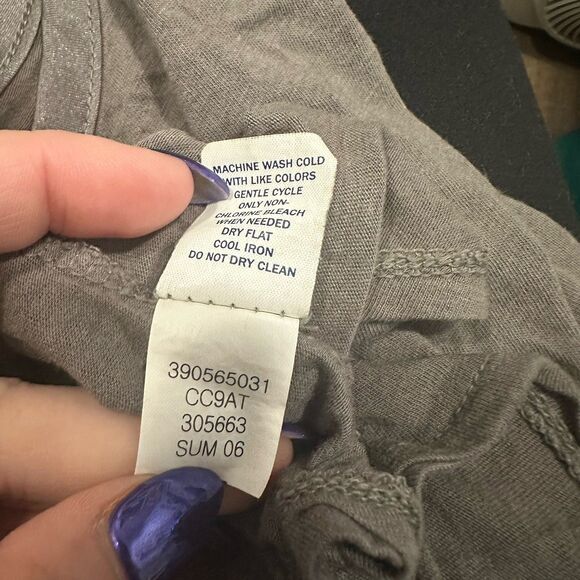 Old Navy Gray Large Button Front Ruched Tank Top Bow Tie Strap Y2K Boho Indie - Picture 8 of 8